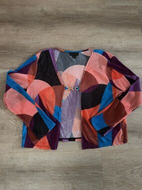 NWT Colorblock Pleated Open Cardigan with Gold Link